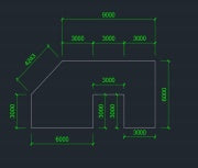 Configurazione C14 con cinque moduli 3 per 6, rendering e piante — 3